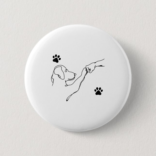 Dog And People Punch Hand Dog Friendship Fist Bump 6 Cm Round Badge (Front)