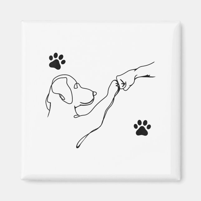 Dog And People Punch Hand Dog Friendship Fist Bump Magnet (Front)