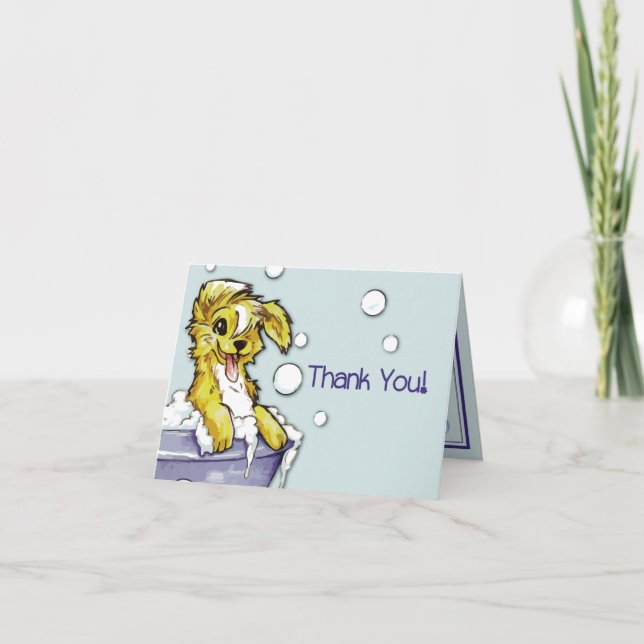 Dog and Pet Groomer Referral - Doggie Bubble Bath Thank You Card (Front)