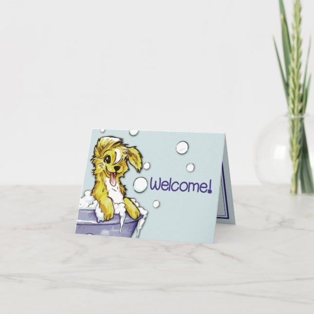 Dog and Pet Groomer Welcome - Doggie Bubble Bath Thank You Card (Front)