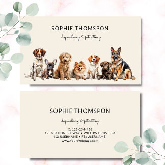 Dog and pets dog walking business card