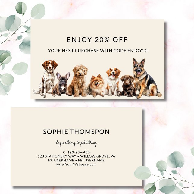 Dog and pets dog walking discount card (Creator Uploaded)