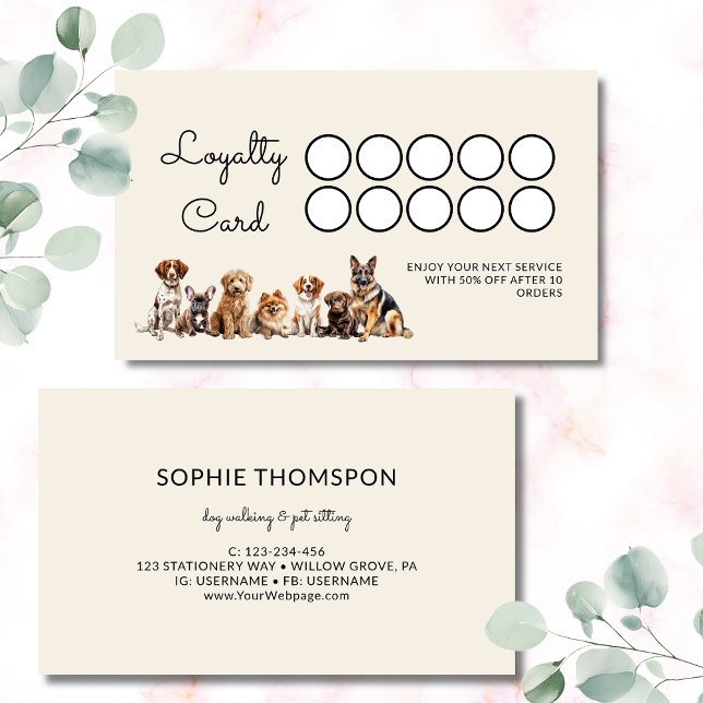Dog and pets dog walking loyalty card (Creator Uploaded)
