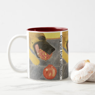 Dog and pomegranate Two-Tone coffee mug