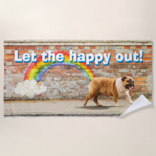 Dog and Rainbow Graffiti Beach Towel