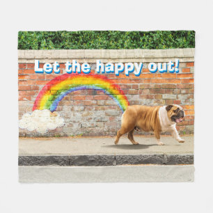 Dog and Rainbow Graffiti Fleece Blanket