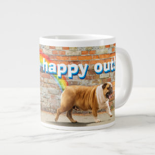Dog and Rainbow Graffiti Large Coffee Mug