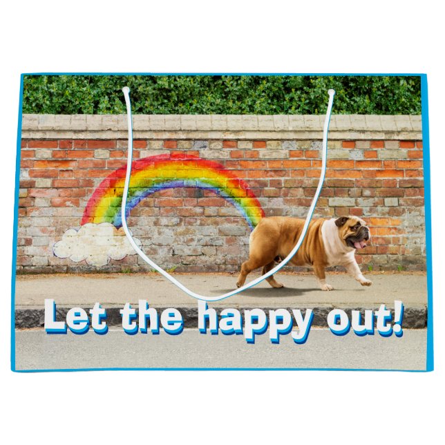 Dog and Rainbow Graffiti Large Gift Bag (Front)