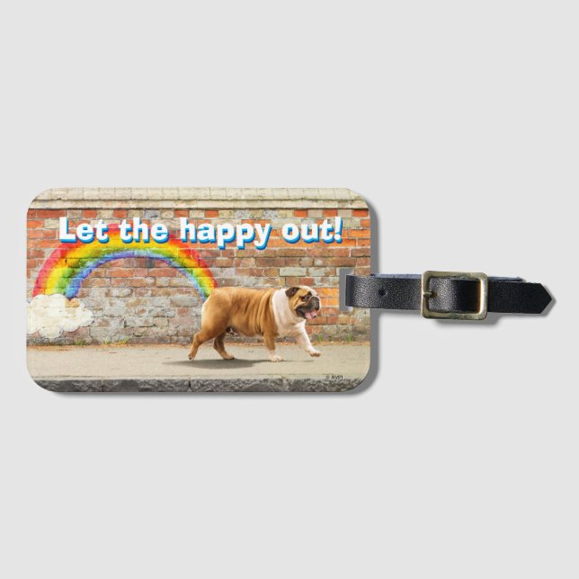 Dog and Rainbow Graffiti Luggage Tag (Front Horizontal)
