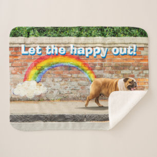 Dog and Rainbow Graffiti Sherpa Blanket