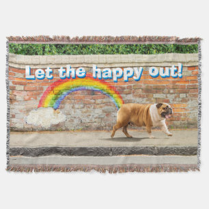Dog and Rainbow Graffiti Throw Blanket