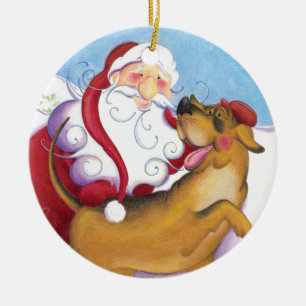 Dog and Santa / Ornament