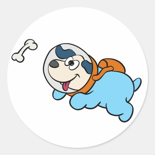 Dog and space suit | choose background colour classic round sticker (Front)