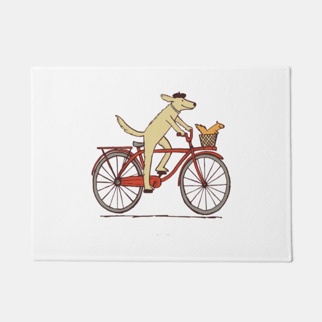 Dog and Squirrel are Friends  Whimsical Animal Art Doormat (Front)