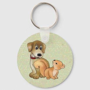 Dog and squirrel key ring