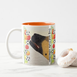 Dog and tomatoes Two-Tone coffee mug