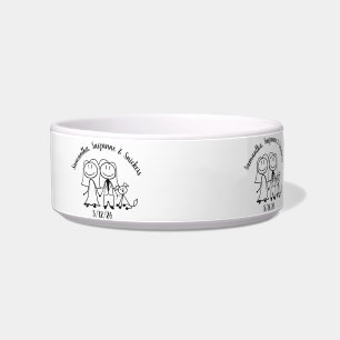 Dog and Two Brides Wedding Couple Personalized Bowl