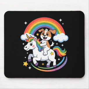 Dog And Unicorn Space Galaxy Rainbow Dogs Mouse Mat