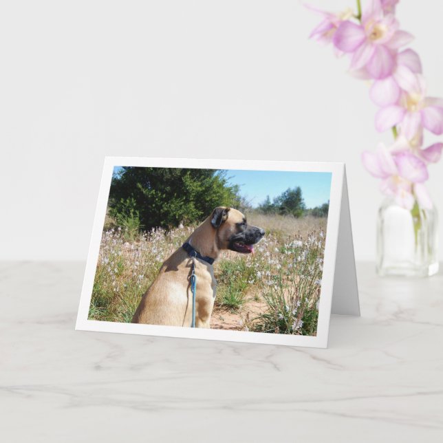 Dog and Wildflowers Portrait Card (Orchid)