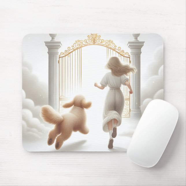 Dog and Woman at Heavenly Gates Mouse Mat (With Mouse)