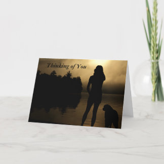 Dog and Woman Lake Silhouette Card