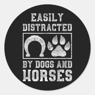 Dog Animal Lover Horseback Riding Horse Rider Gift Classic Round Sticker