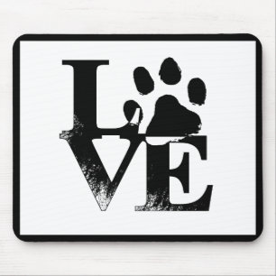 Dog Animal Paw Print Typography Puppy Love Mouse Mat