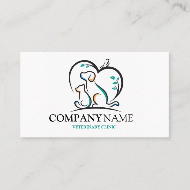 Dog Animal Pet Logo Veterinary Clinic Business Card (Front)