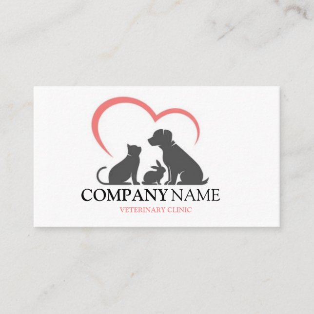 Dog Animal Pet Logo Veterinary Clinic Business Card (Front)