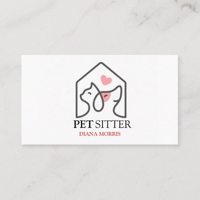 Dog Animal Pet Logo Veterinary Clinic Pet Sitter Business Card (Front)