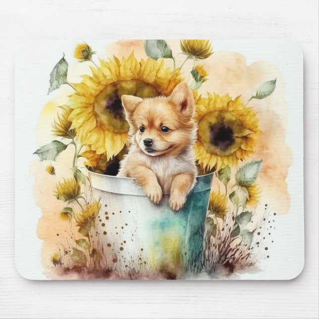 dog Aquarell Mouse Mat (Front)