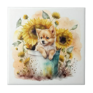 dog Aquarell Tile