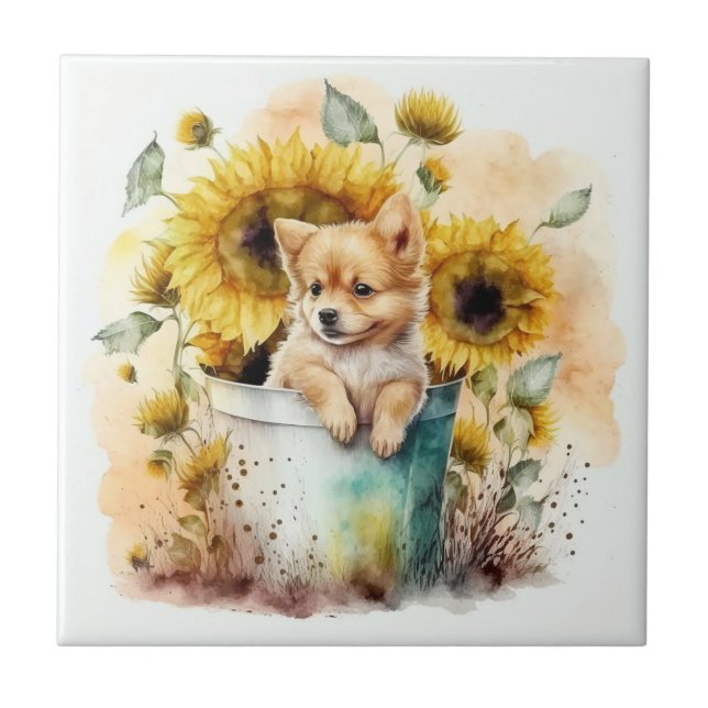 dog Aquarell Tile (Front)