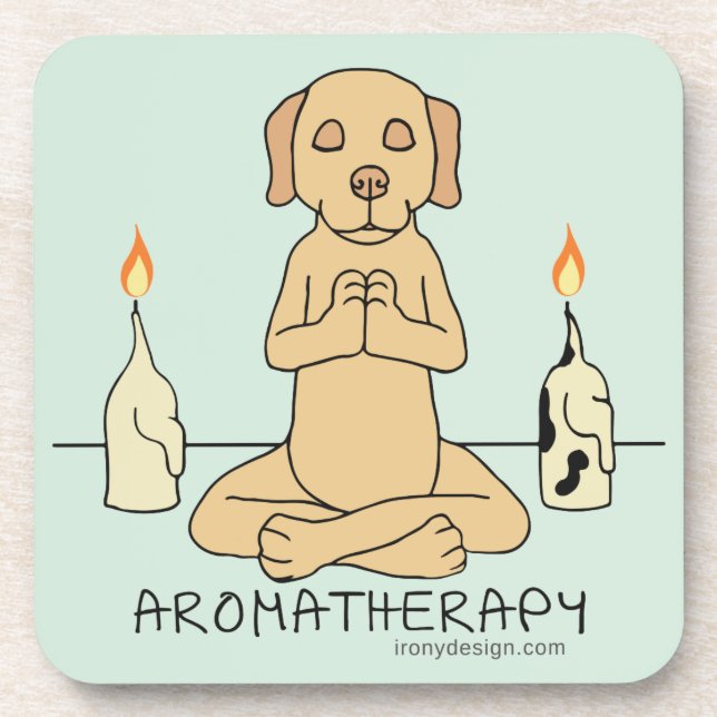 Dog Aromatherapy Meditation Funny Cartoon Coaster (Front)