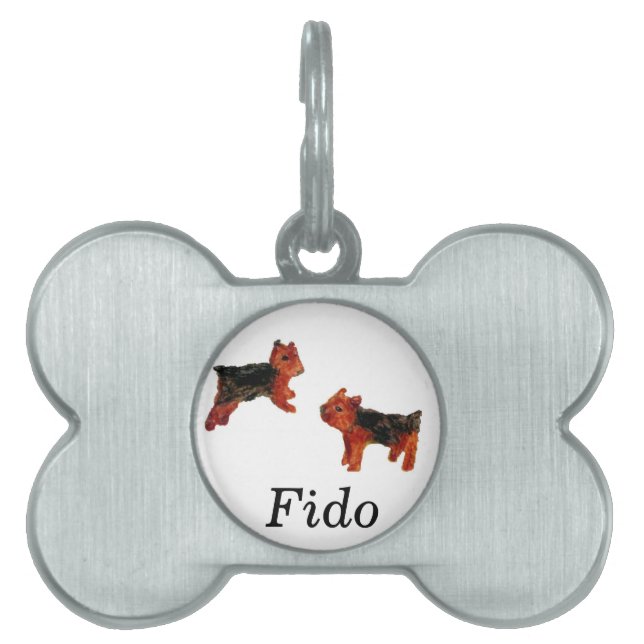 Dog Art Two Brown Terriers Pet ID Tag (Front)