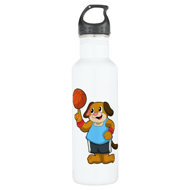 Dog as Basketball player with Basketball 710 Ml Water Bottle (Front)