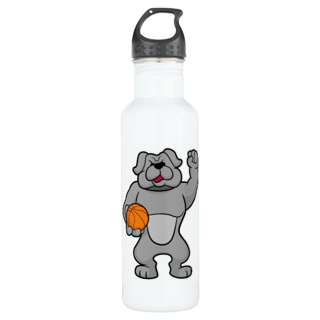 Dog as Basketball player with Basketball ball 710 Ml Water Bottle (Front)