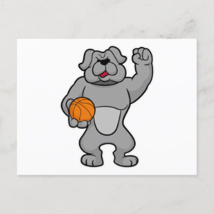 Dog as Basketball player with Basketball ball Postcard