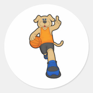 Dog as Basketball player with Basketball Classic Round Sticker