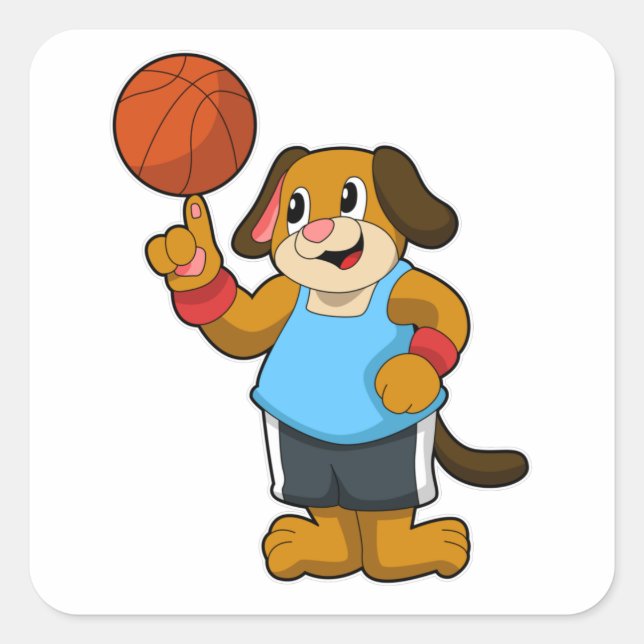 Dog as Basketball player with Basketball Square Sticker (Front)