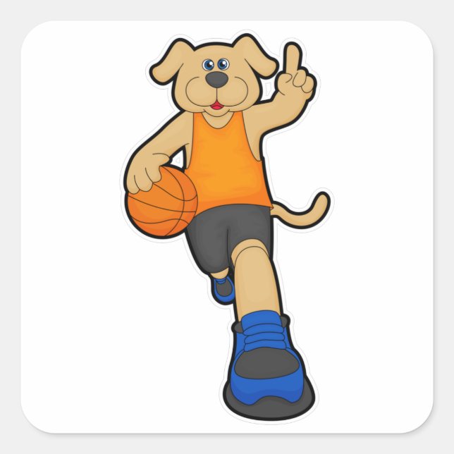 Dog as Basketball player with Basketball Square Sticker (Front)