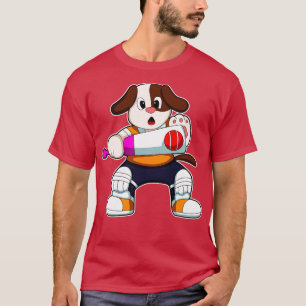 Dog as Batsman with Cricket bat T-Shirt