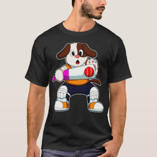 Dog as Batsman with Cricket bat T-Shirt