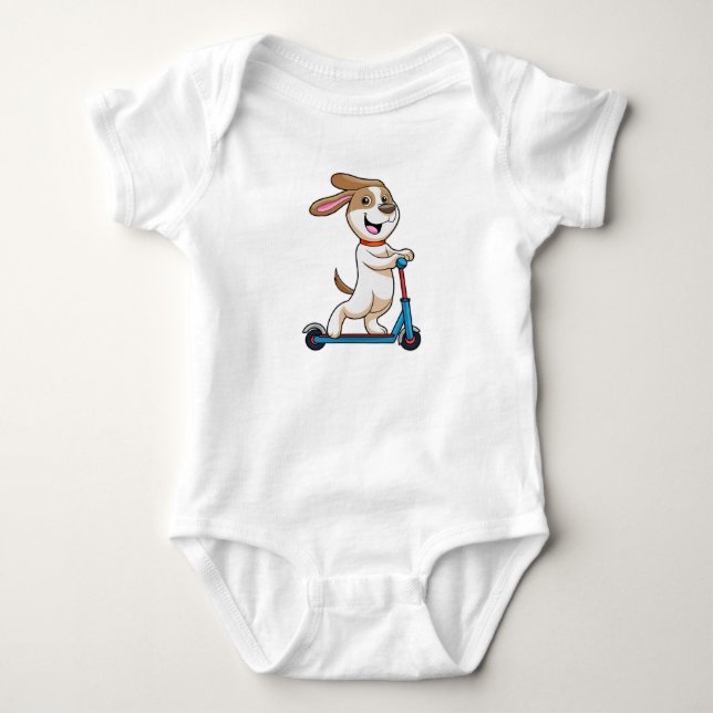 Dog as Biker with Scooter Baby Bodysuit (Front)