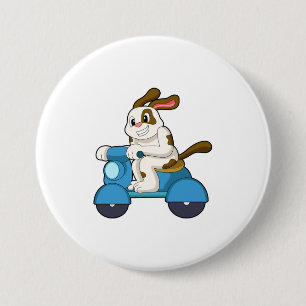Dog as Biker with Scooter.PNG 7.5 Cm Round Badge