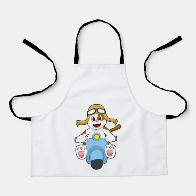 Dog as Biker with Scooter.PNG Apron (Front)