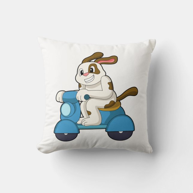 Dog as Biker with Scooter.PNG Cushion (Front)