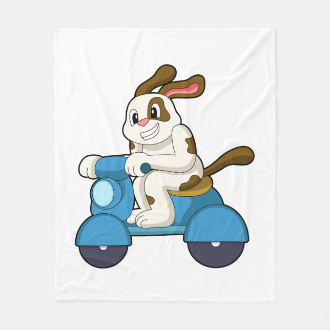 Dog as Biker with Scooter.PNG Fleece Blanket (Front)
