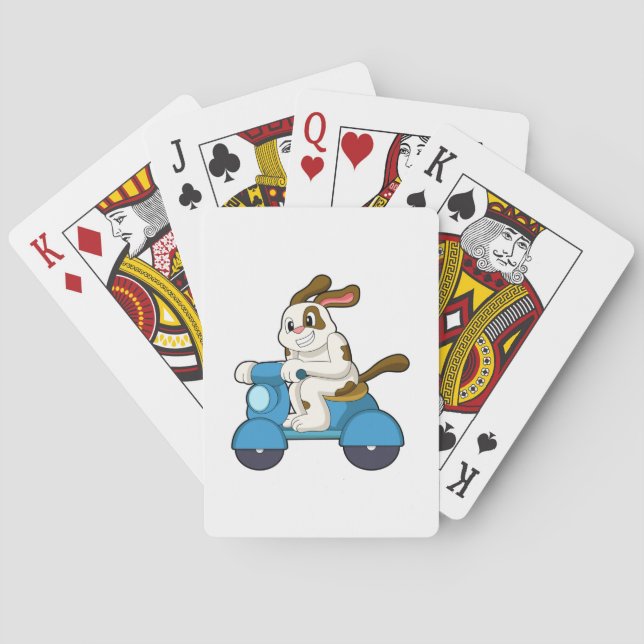 Dog as Biker with Scooter.PNG Playing Cards (Back)