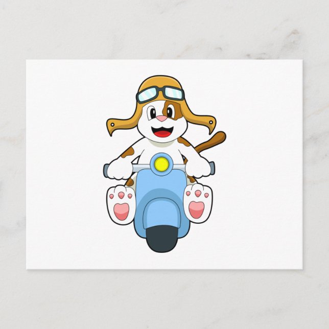 Dog as Biker with Scooter.PNG Postcard (Front)